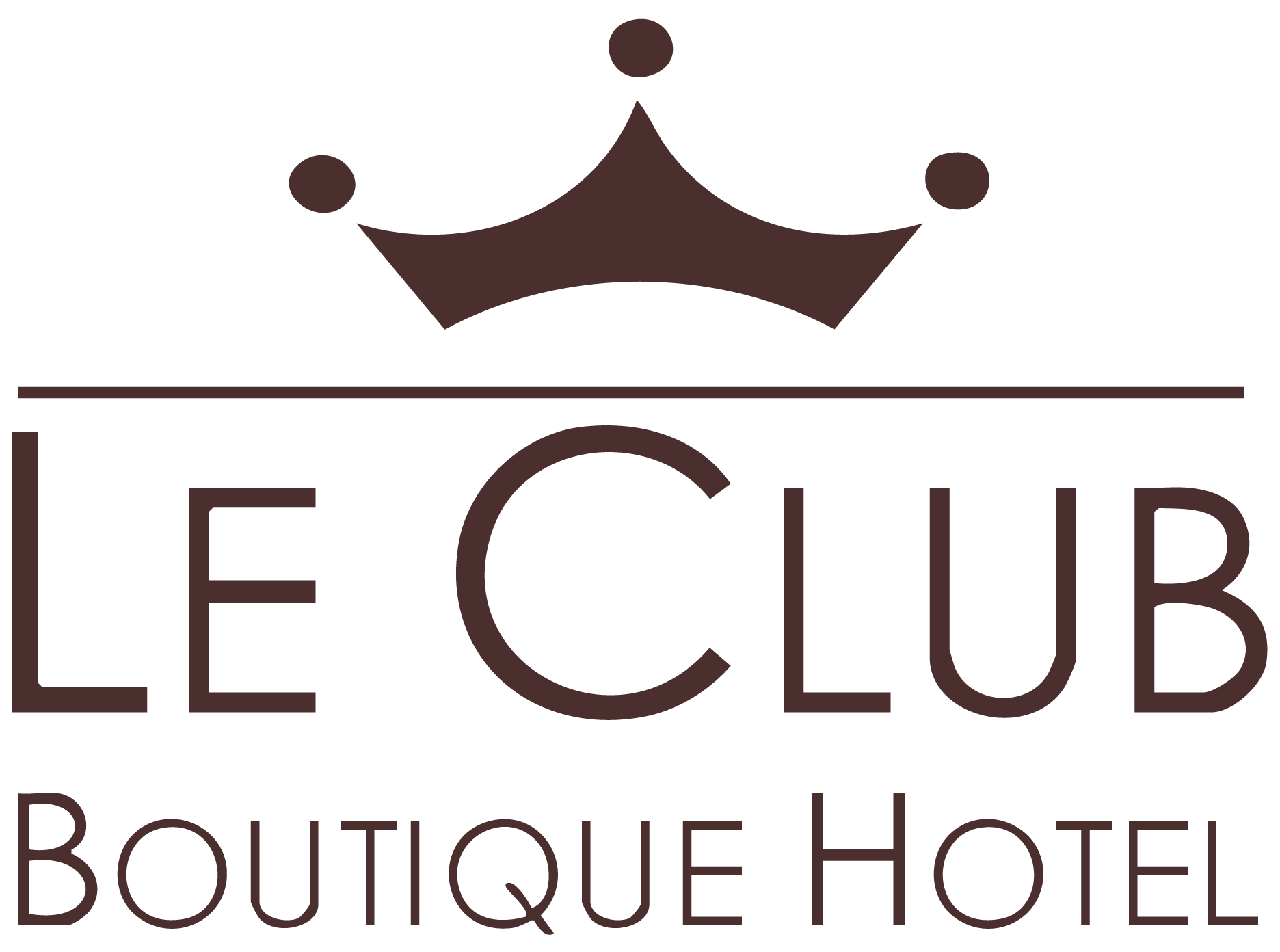 Logo per Le Club Boutique Hotel: corona marrone sopra la scritta 