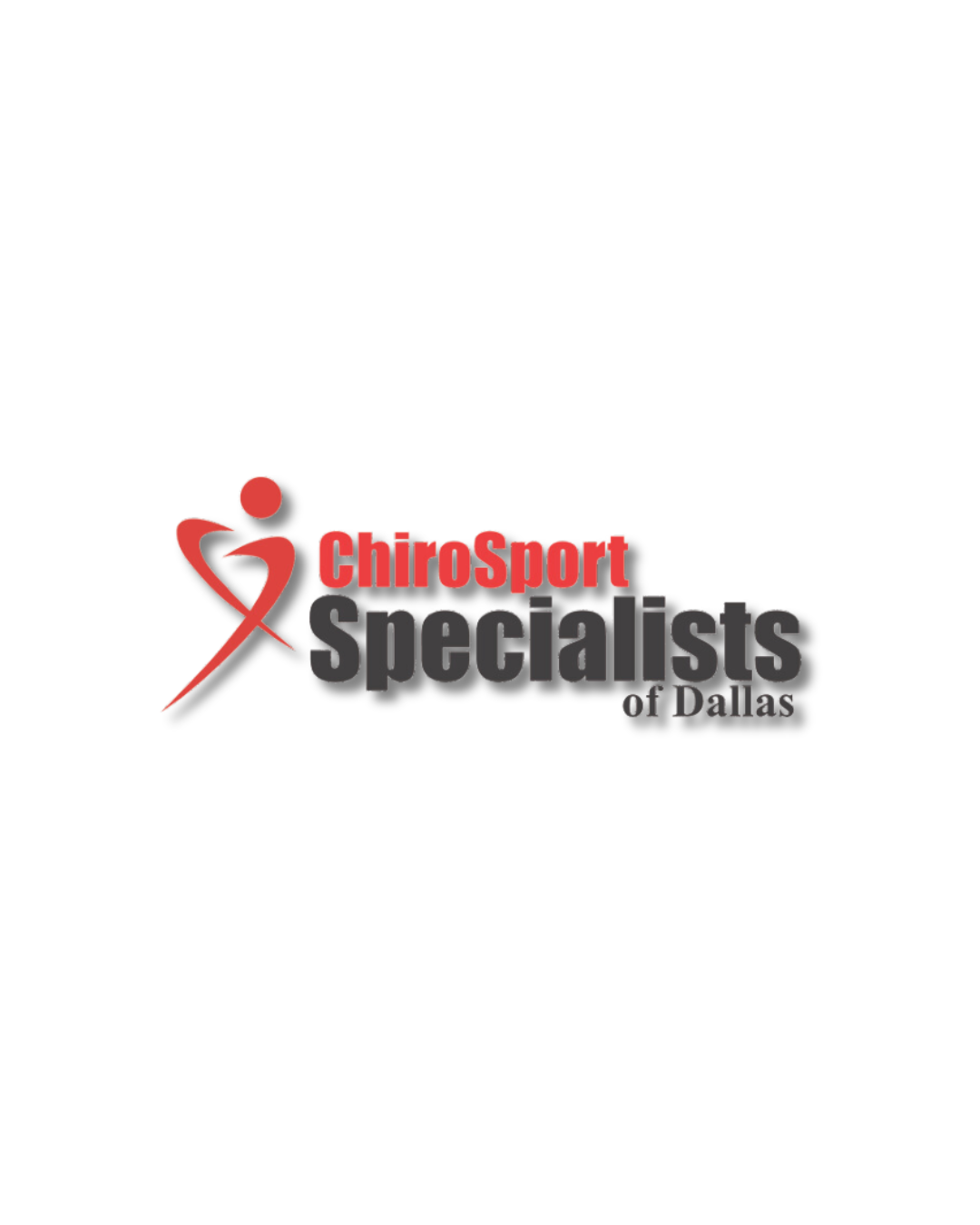 The logo for chirosport specialists of dallas is red and black.