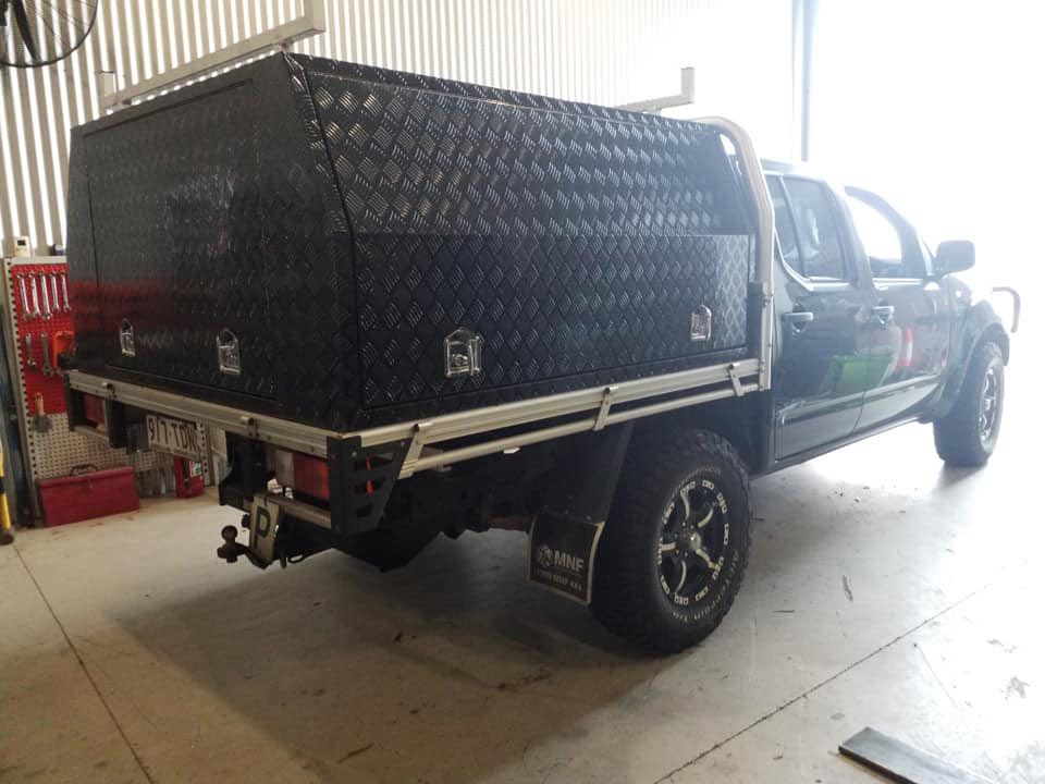 Black Ute With Black Canopy — Drop Deck Trailers In Gympie QLD