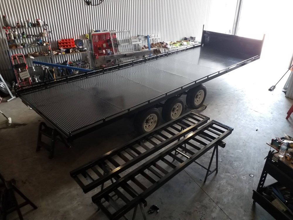 Flat Top Tandem Tilt Trailer With Ramp — Drop Deck Trailers In Hervey Bay QLD
