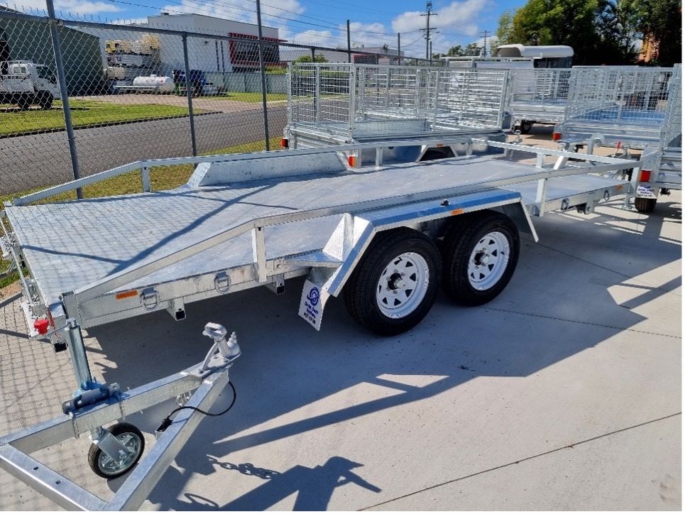 A Trailer Is Parked on The Side of The Road — Drop Deck Trailers In Urangan, QLD