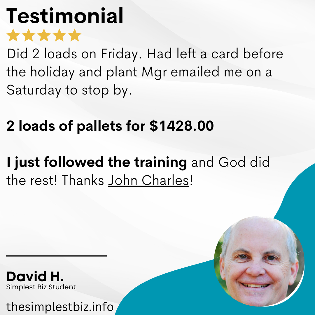 A testimonial from david h. says he did 2 loads on friday