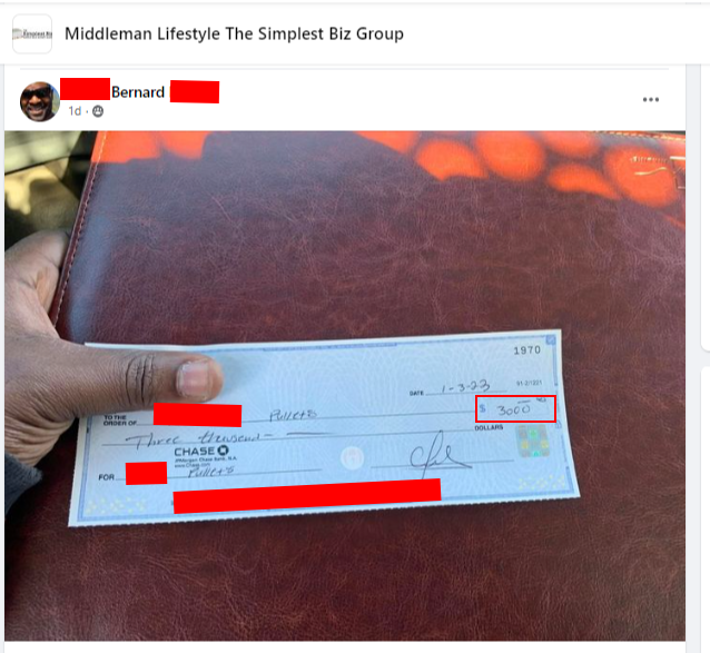 A person holding a check that says chase on it