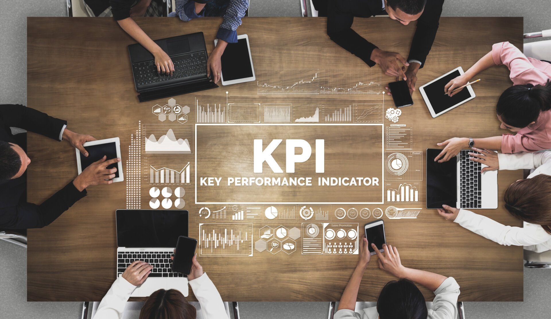 KPI - Key Performance Indicator graphic being discussed over a meeting