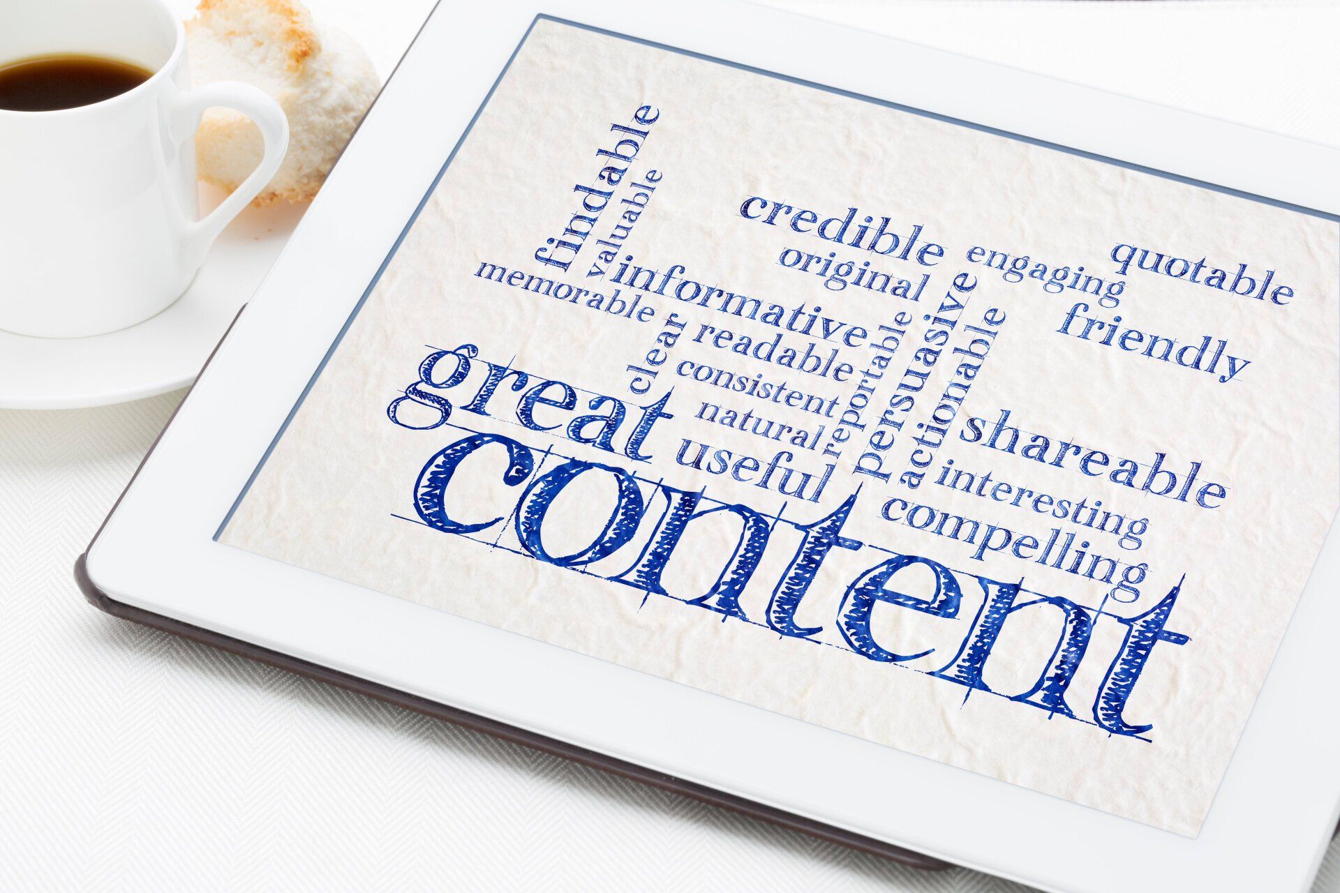 content graphic on tablet