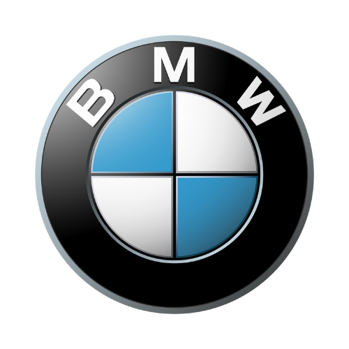 BMW logo: blue and white quadrants in a black circle with 