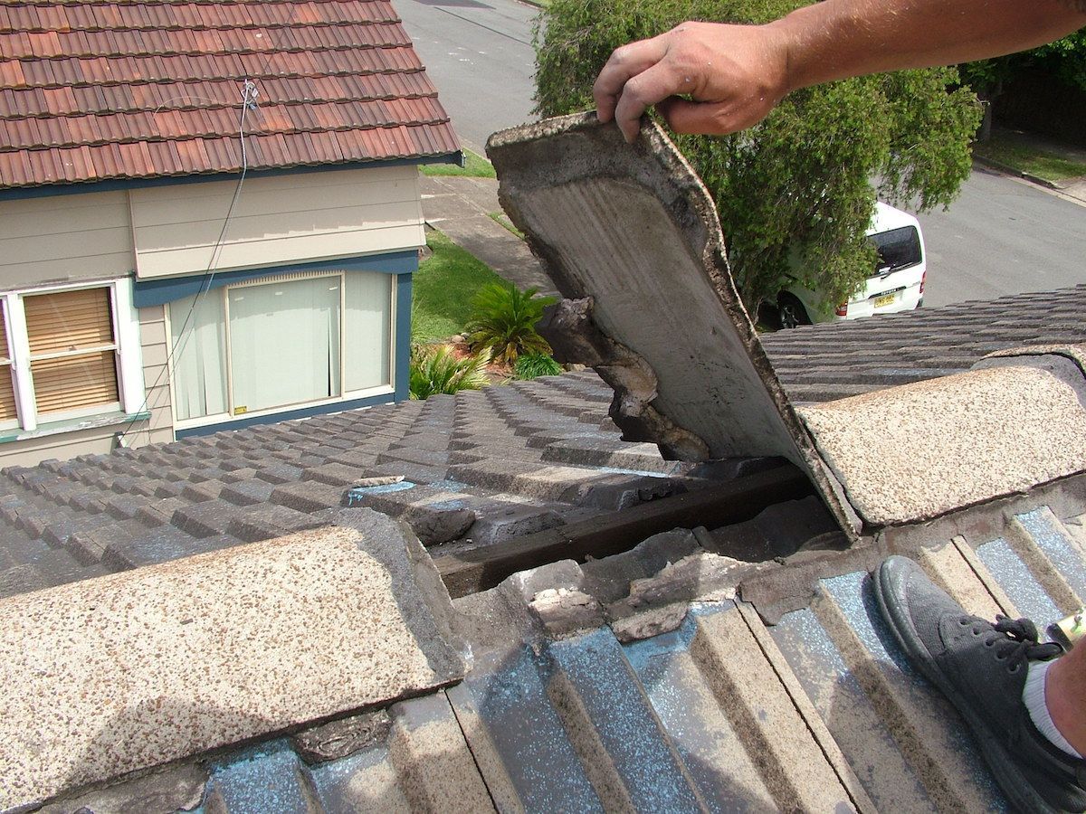 Two Men Repairing a Roof Under a Sunny Day — Roof Restoration Masters In Morisset Park, NSW