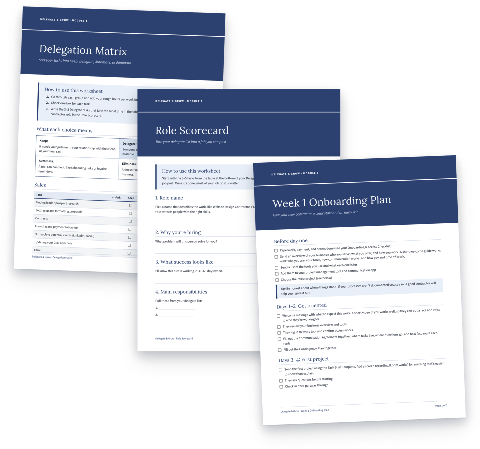 Course handouts and templates