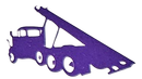 A purple truck with a crane on the back of it