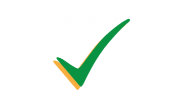 Green check mark with a small orange shadow on a white background