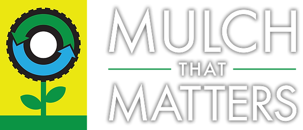 Mulch That Matters logo with green plant icon and white text on a yellow-green background