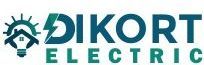 Company logo for Dikort Electric featuring a teal house-shaped lightbulb icon and the company name in bold teal lettering.
