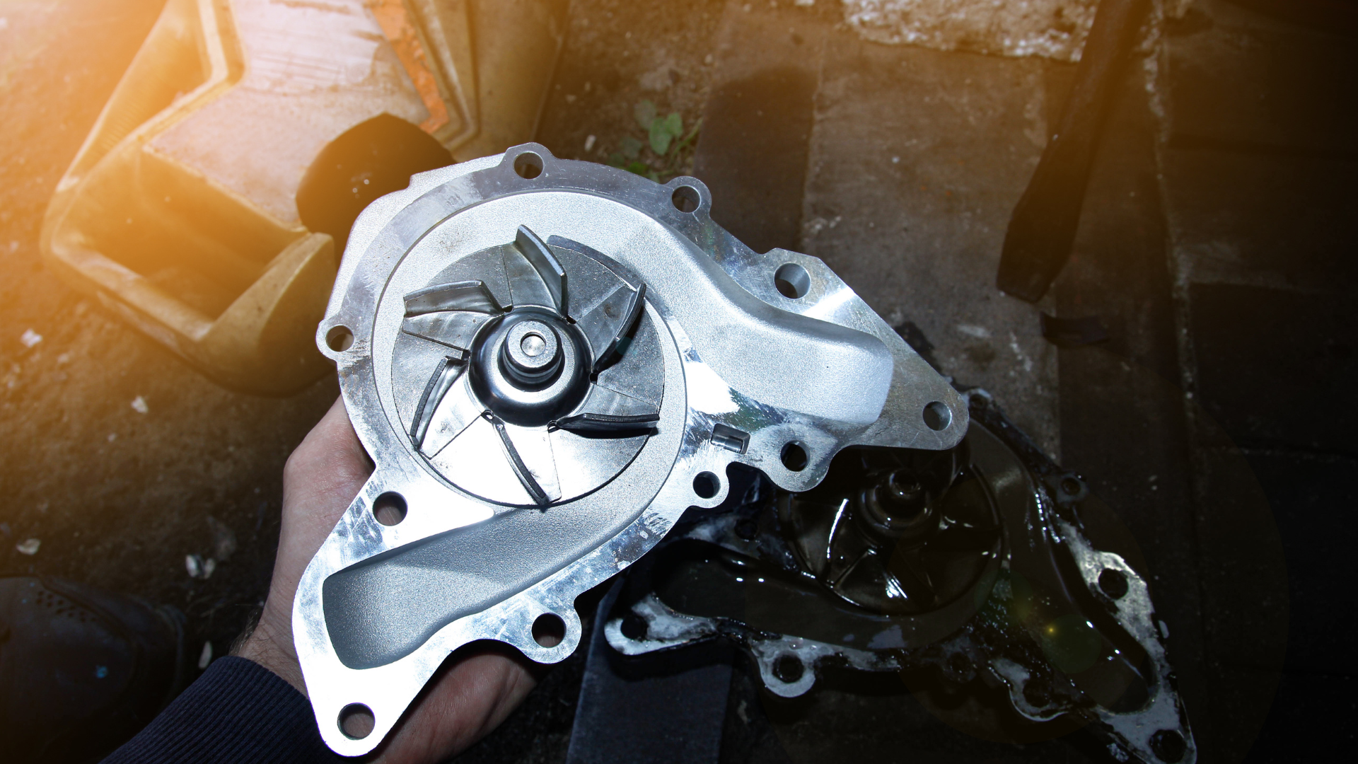 A person is holding a water pump in their hand.