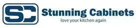 Logo of Stunning Cabinets, in blue and white. Text reads
