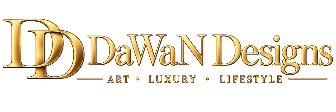 Black ornamental floral logo with the word “DaWaN” beneath it.