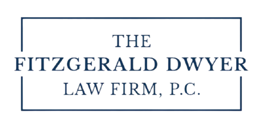 Logo for Fitzgerald Dwyer Law Firm, P.C. Blue text on white background within a blue rectangle.