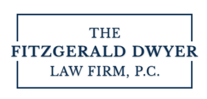 Logo for The Fitzgerald Dwyer Law Firm, P.C.; dark blue text on white background within a dark blue rectangle.
