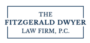 Logo for The Fitzgerald Dwyer Law Firm, P.C.; dark blue text on white background within a dark blue rectangle.