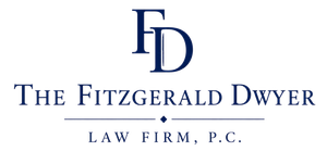 Logo for The Fitzgerald Dwyer Law Firm, P.C.; dark blue text on white background within a dark blue rectangle.