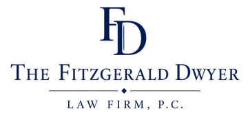 Logo for The Fitzgerald Dwyer Law Firm, P.C.; dark blue text on white background within a dark blue rectangle.