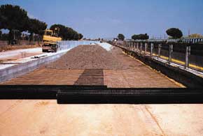 Geogrid installed on new road