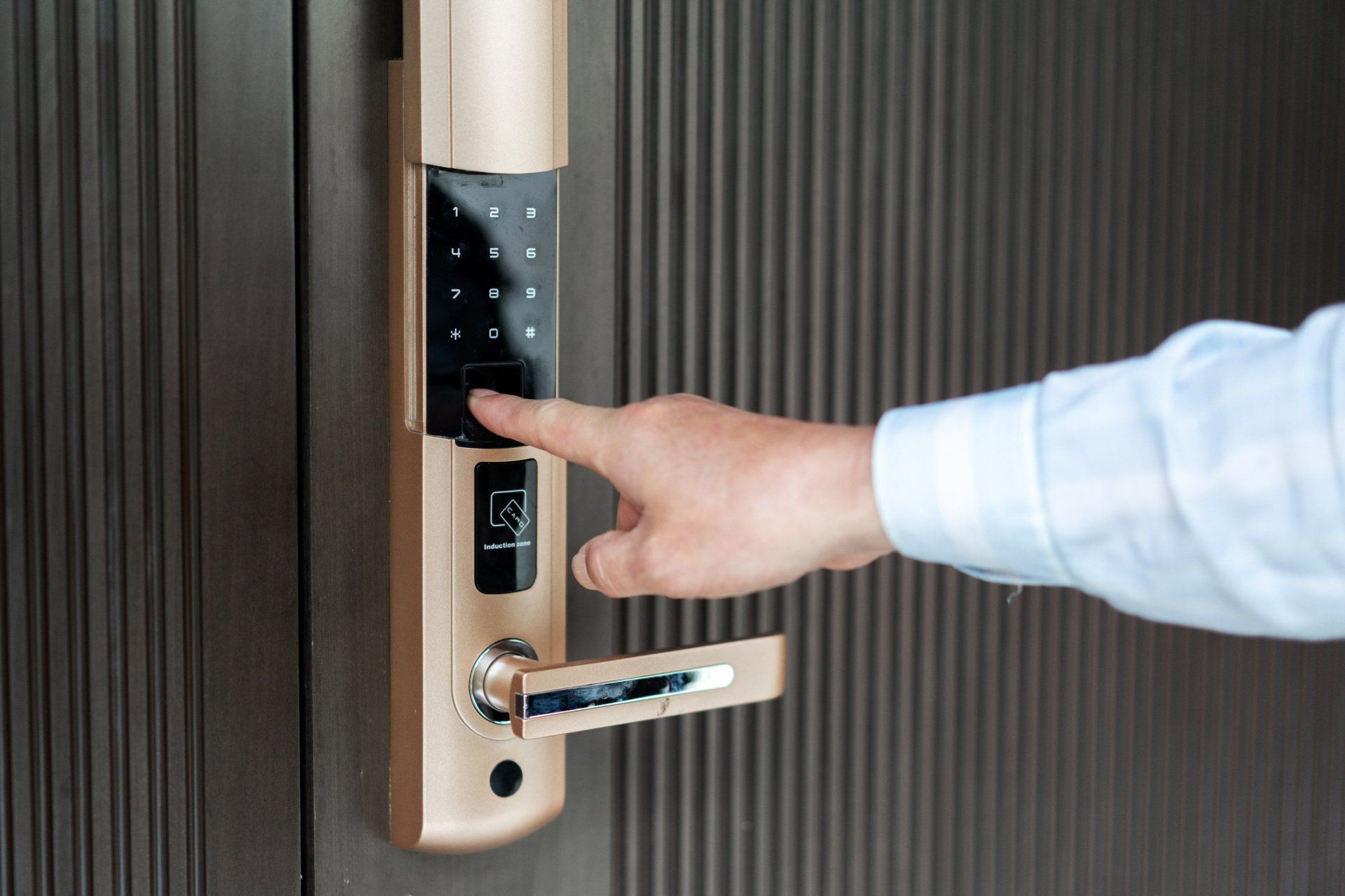 Opening Door With Fingerprint — Frankfort, IL — D & D Fire Security Opening Door With Fingerprint — Frankfort, IL — D & D Fire Security