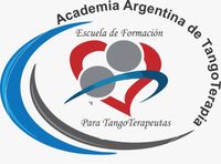 Logotipo de la Academia Argentina de Tango Terapia, que presenta un corazón, dos círculos y líneas curvas.