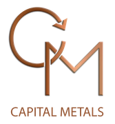A logo for capital metals with a brown letter m