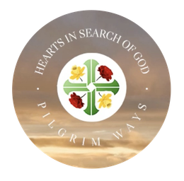 A logo for hearts in search of god pilgrim ways