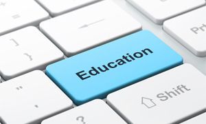 Close-up of Education key on keyboard