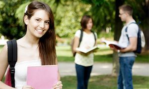 Girl smiling in garden