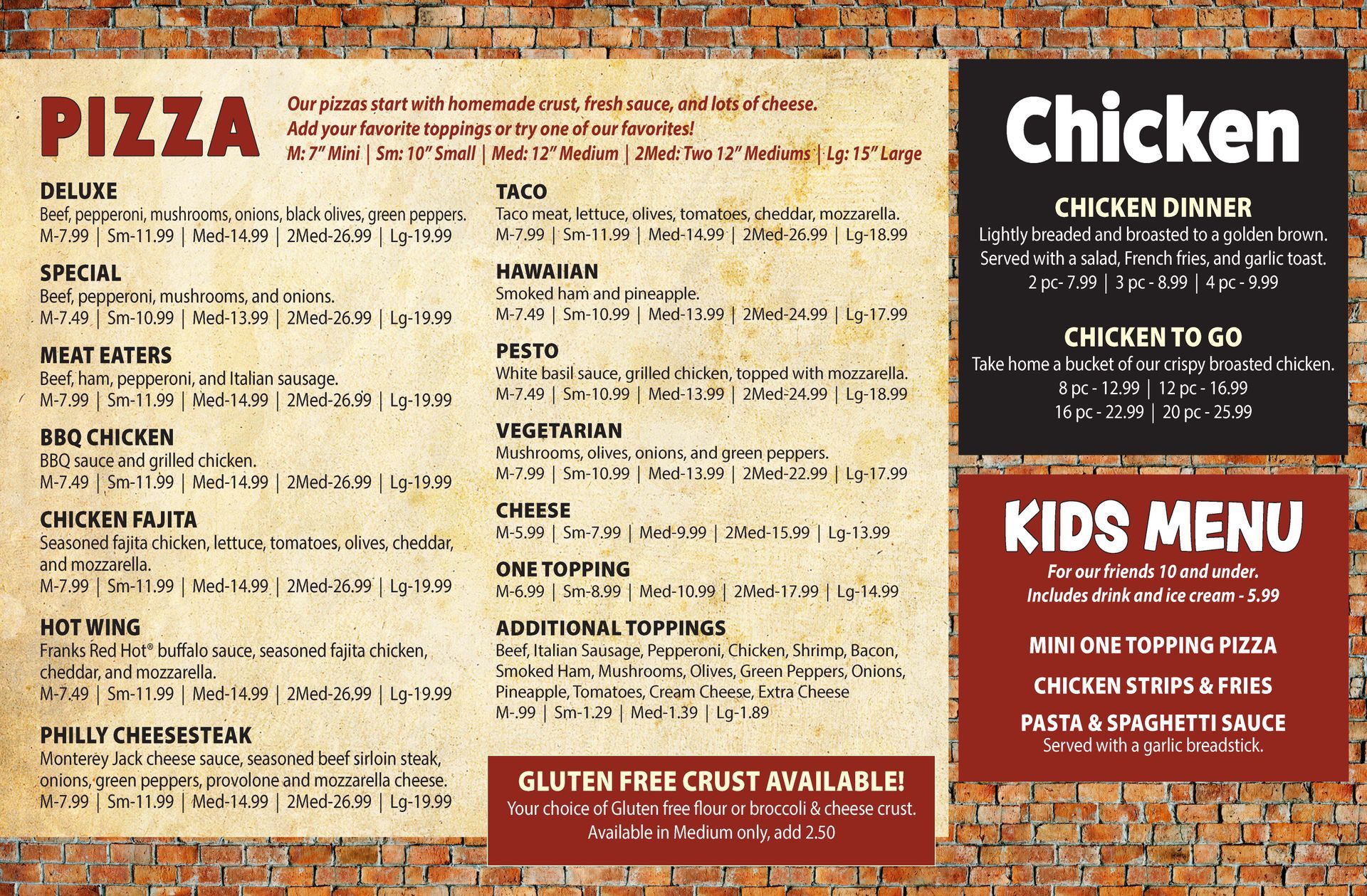 Pizza Menu — Milford, NE — Pizza Kitchen Pizza Menu — Milford, NE — Pizza Kitchen