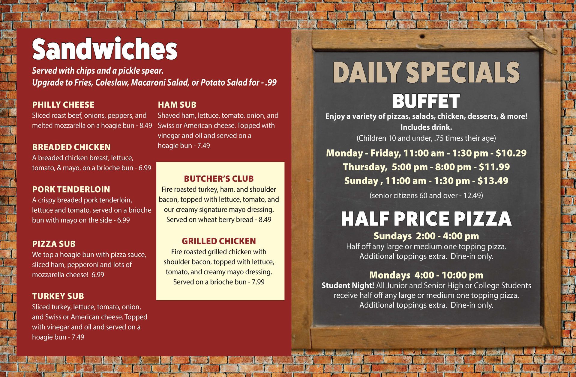 Sandwich Menu — Milford, NE — Pizza Kitchen Sandwich Menu — Milford, NE — Pizza Kitchen