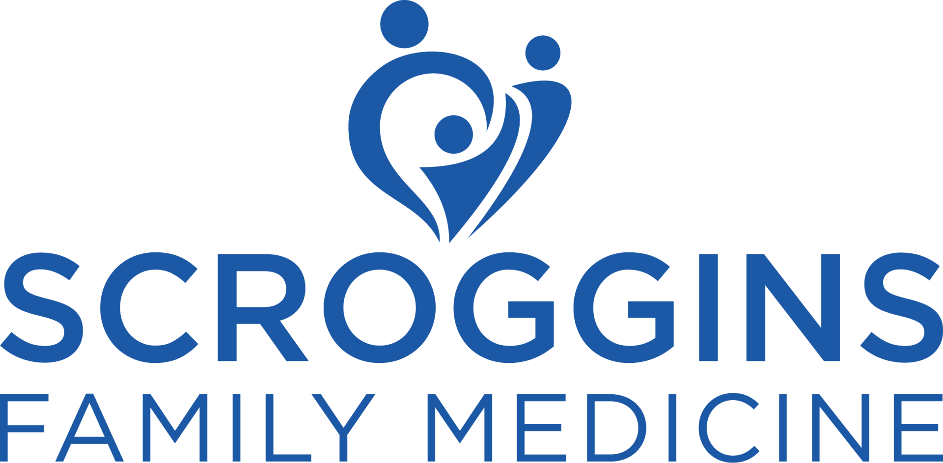 Logo for Scroggins Family Medicine with a blue family icon.