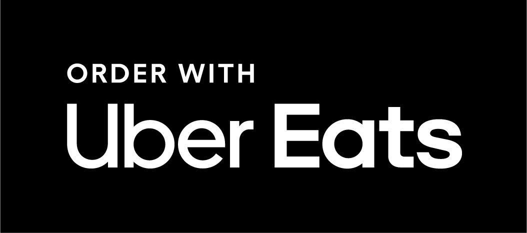 The uber eats logo is white on a black background.