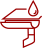 Red line icon of a faucet with a water droplet.
