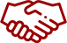 Two hands shaking in a red handshake icon