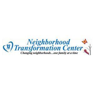 Neighborhood Transformation Center logo in blue with butterfly accents and the tagline “Changing neighborhoods…one family at a time”