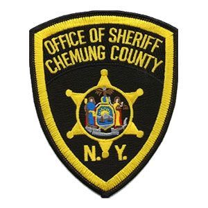 Chemung County, N.Y. sheriff’s office patch with gold border and star emblem