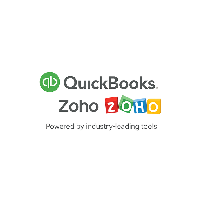 QuickBooks and Zoho logo. 