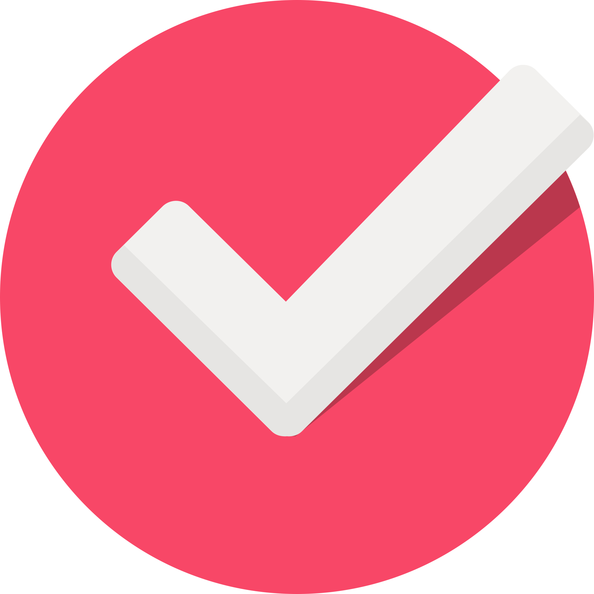 A white check mark in a red circle