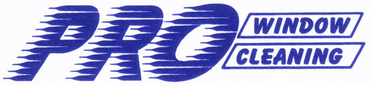The logo for pro window cleaning is blue and white.