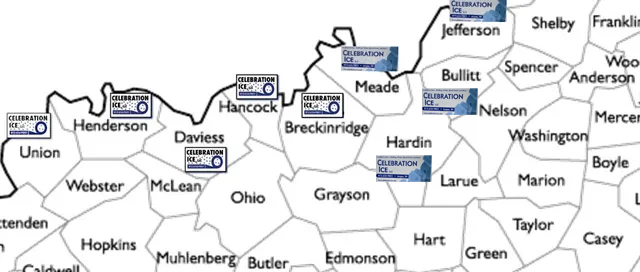 Knox Ice Delivery — Service Map For Kentucky In Jasper, IN