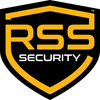 Logo for RSS Security featuring a yellow outline of a shield on a black background with the yellow letters 