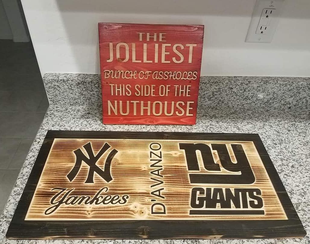 Two wooden signs:
