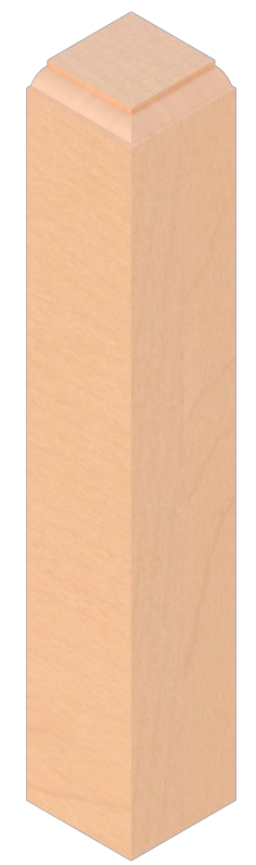 A wooden post with a flat top and beveled edges. Light brown color.