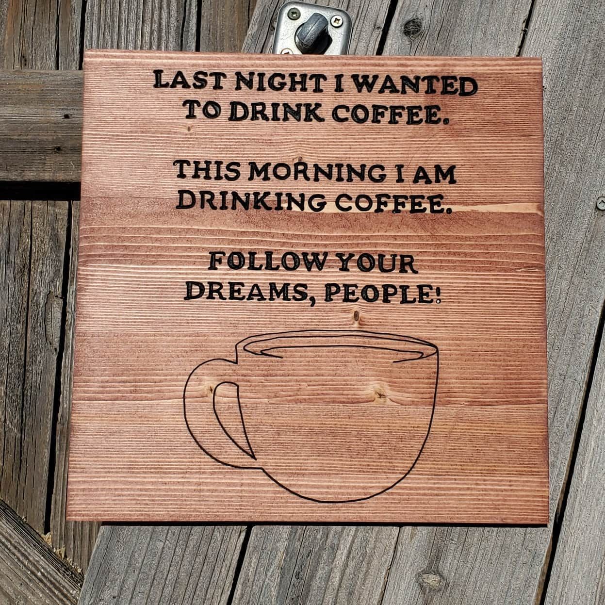 Wooden sign: text