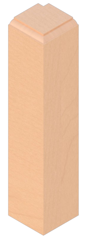 A light brown, square wooden post with a beveled top.