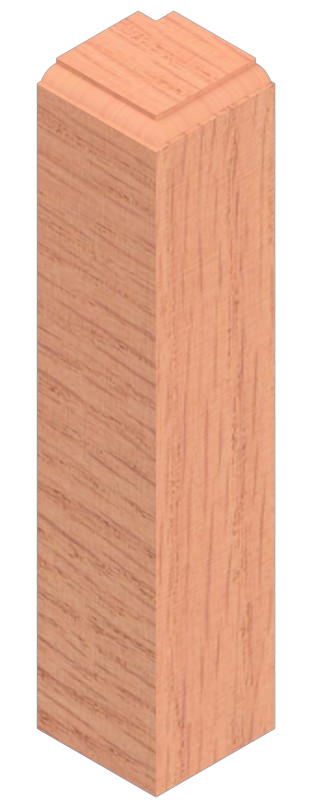 Wooden post with a beveled top, light brown color.