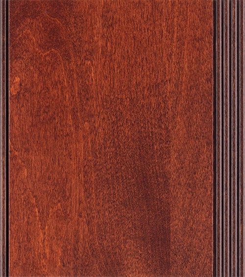 Wood panel with rich brown stain and vertical groove detail on the right side.